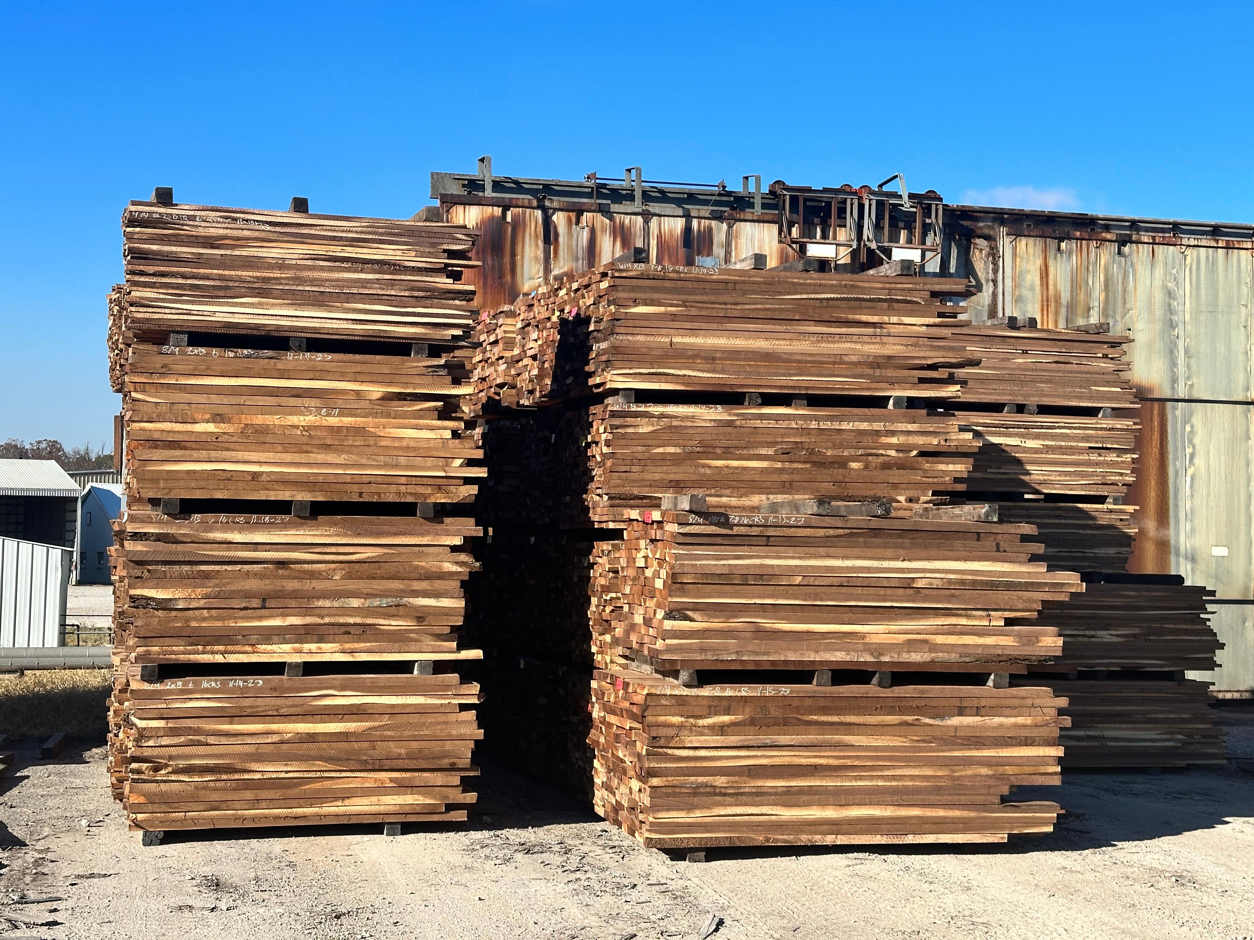 Walnut lumber with rich dark color and beautiful grain patterns
